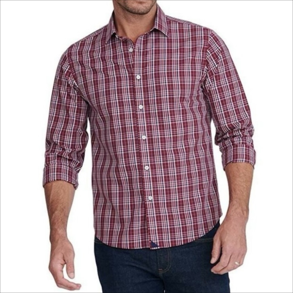 NWOT UNTUCKit Chevalier WF Red Plaid Long Sleeve Shirt